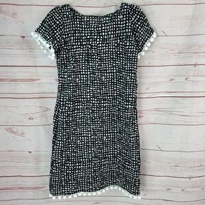 Kit Pom Pom Fringe Trim Dress Short Sleeve Medium